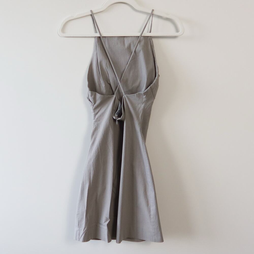 Zara Draped Linen Blend Mini Dress Grey XS - Picture 7 of 11